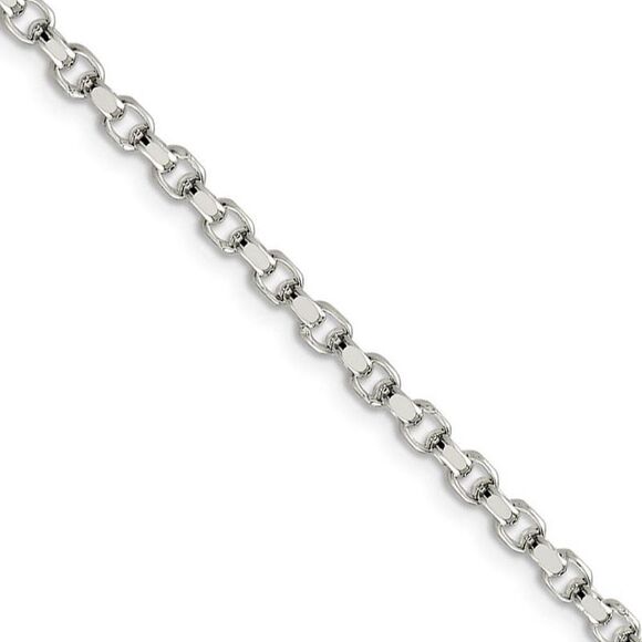 3.5mm, Sterling Silver Solid Diamond Cut Rolo Chain Necklace, 26 Inch - Picture 1 of 8